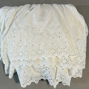 King size Bed Skirt. Elegant White Lace Fabric